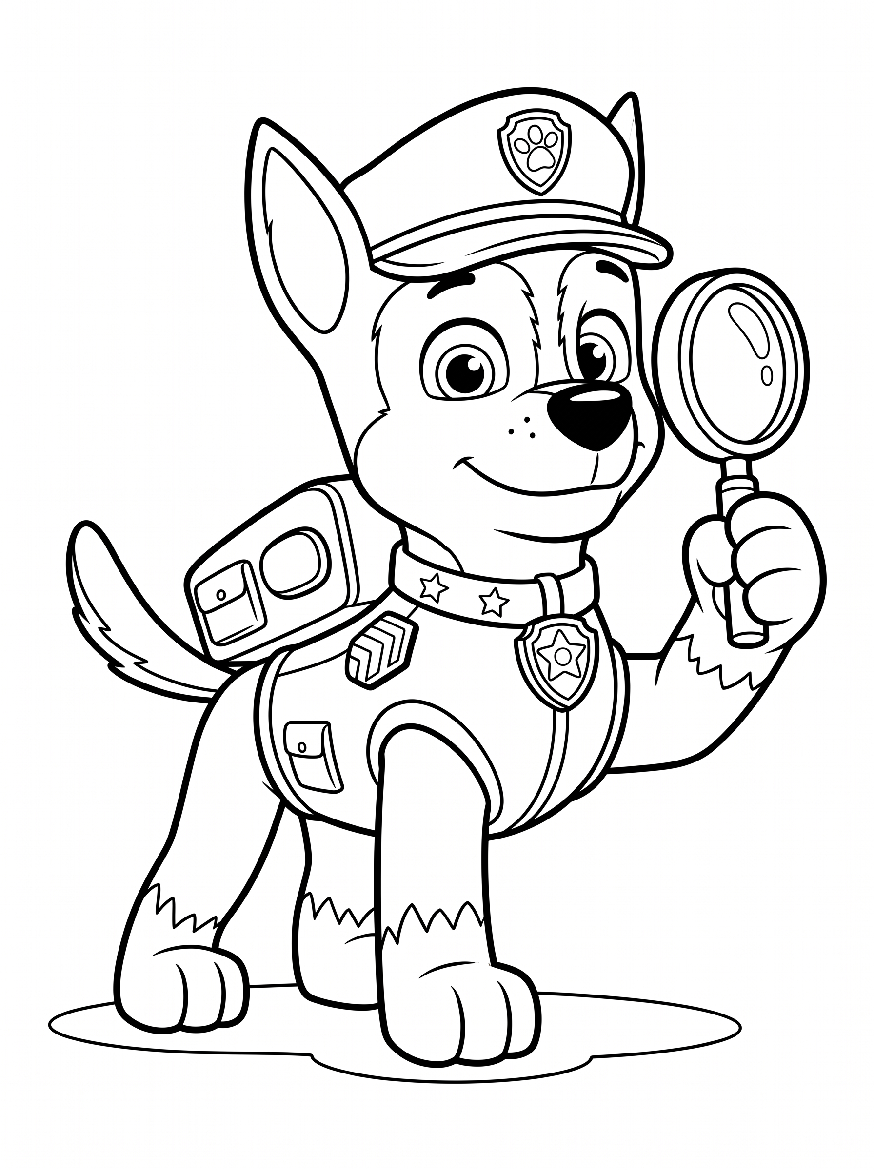 Chase coloring page — printable black-and-white line art to color online