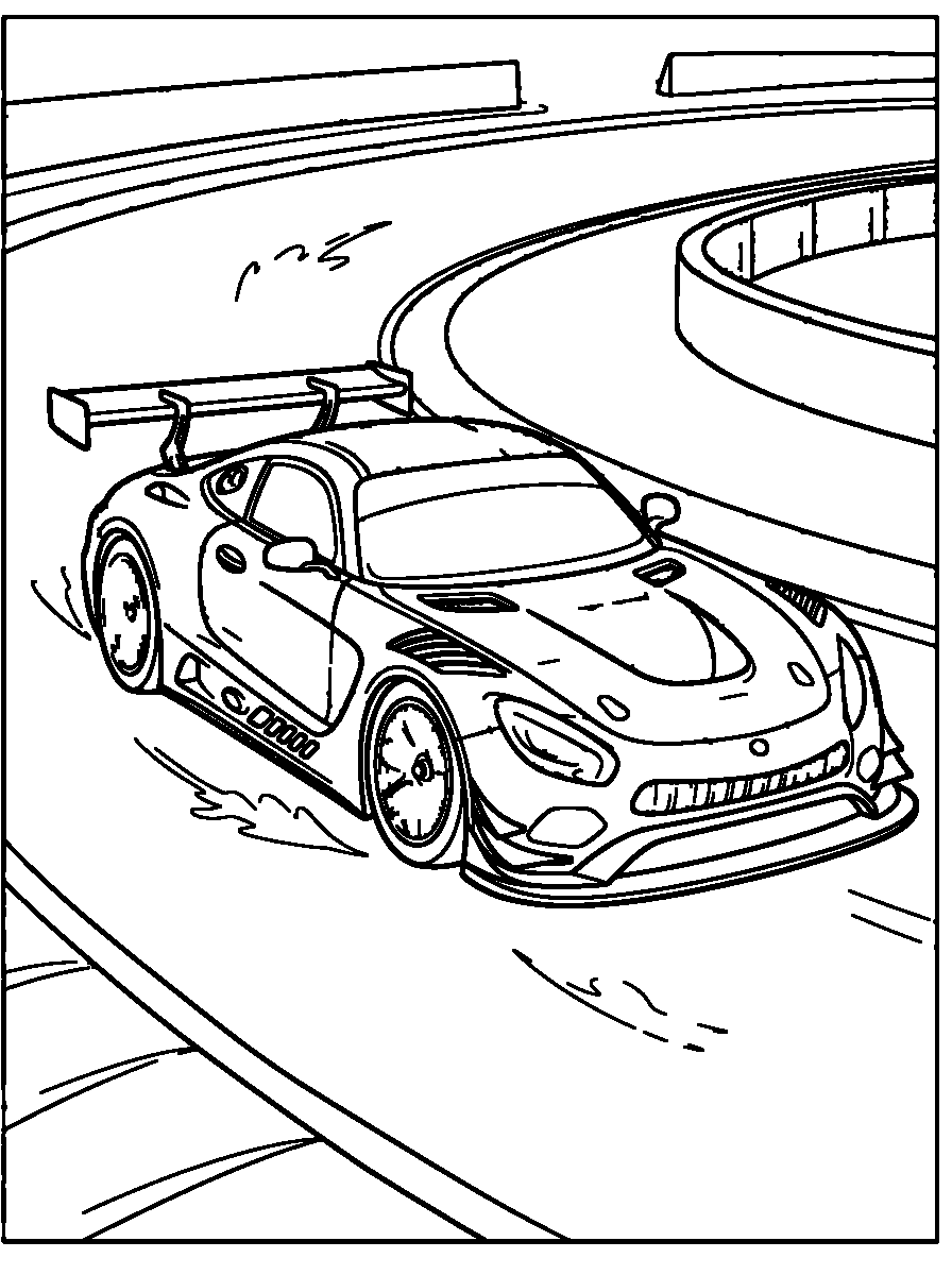 Racing Car coloring page — printable black-and-white line art to color online